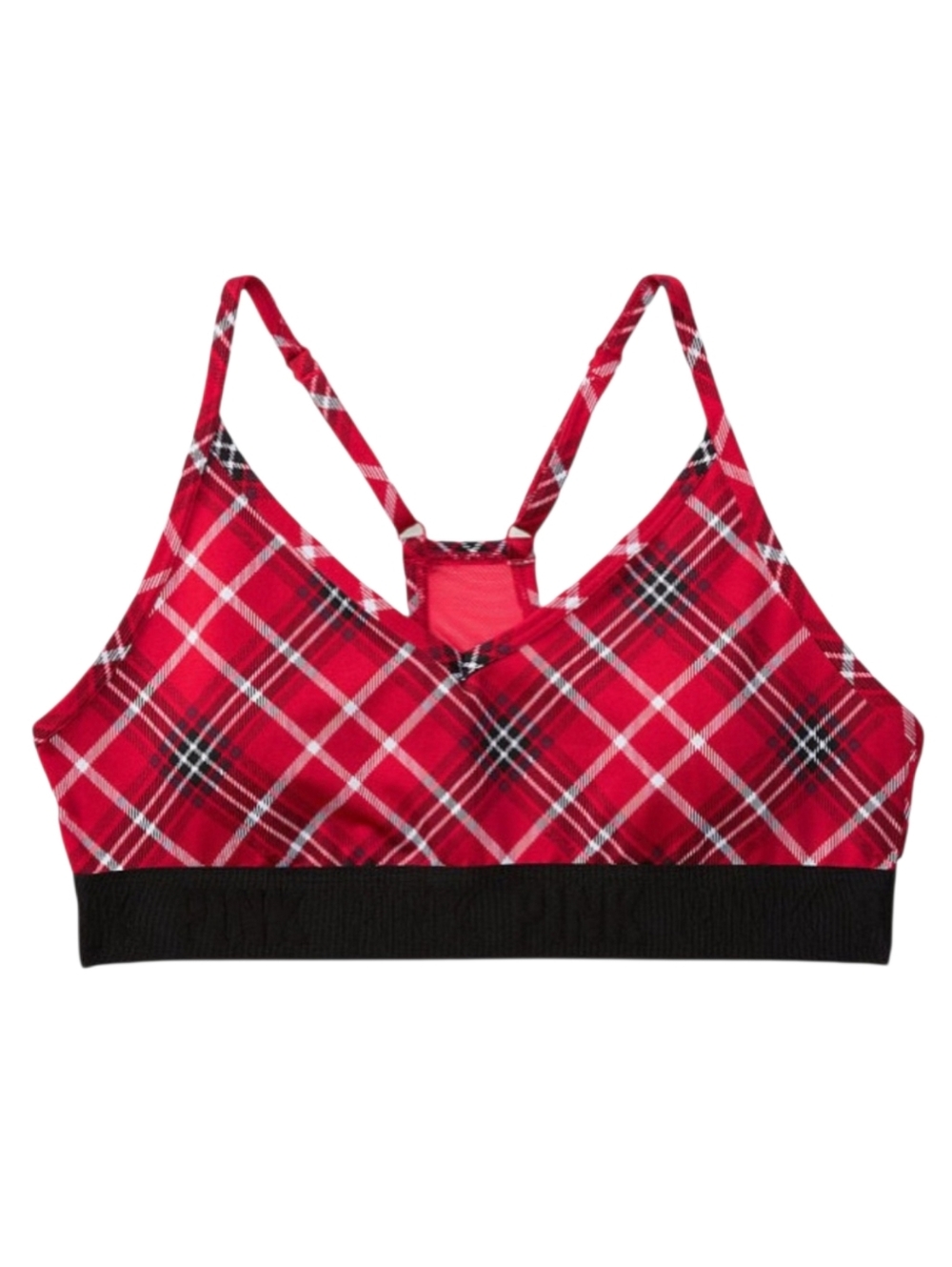 NWOT PINK Active Red Plaid Ultimate Lightly Lined Sports Bralette XXL